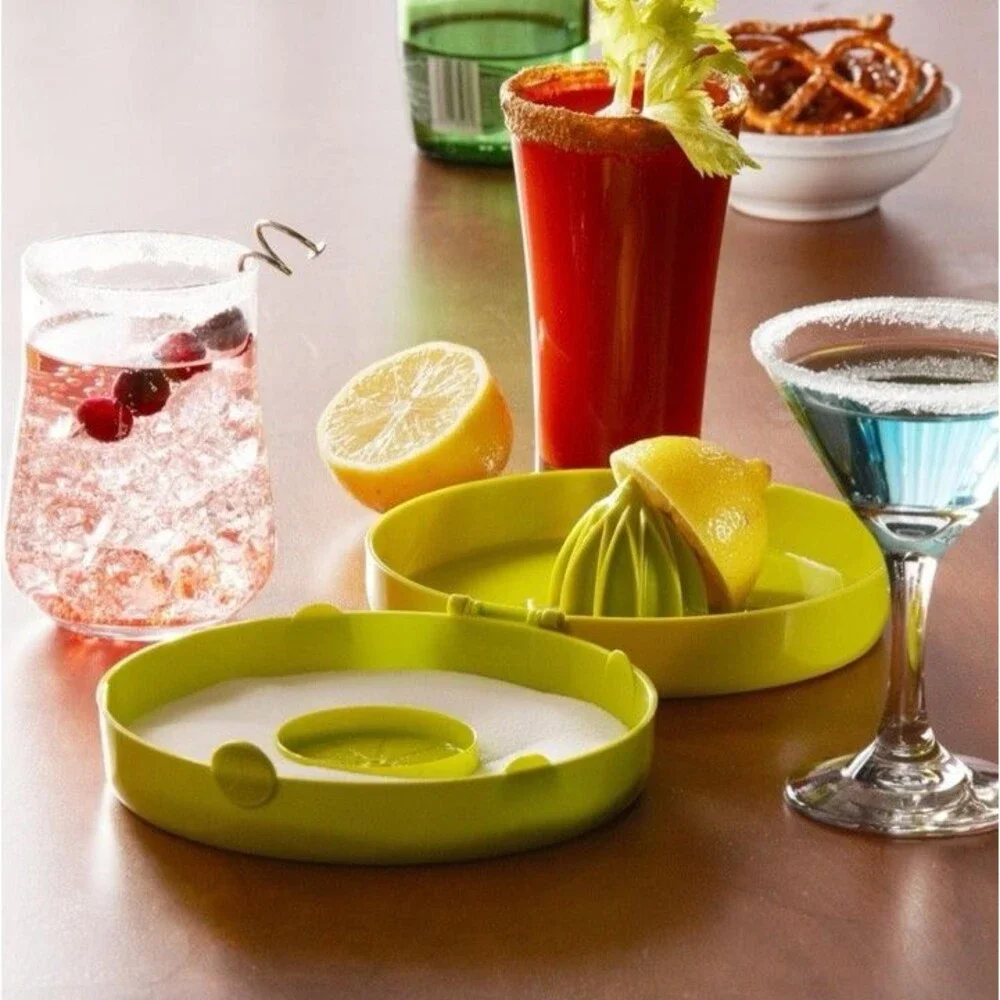 Trudeau 2-in-1 Glass Rimmer Juicer w/ Integrated Citrus Juicer Green Margarita